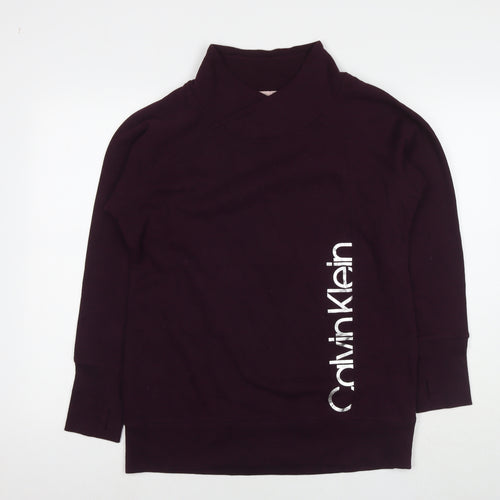 Calvin Klein Womens Purple Cotton Pullover Sweatshirt Size L Pullover - Logo