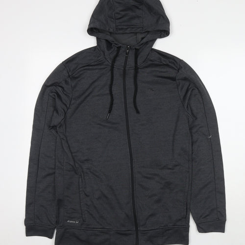 Russell Mens Grey Polyester Full Zip Hoodie Size M