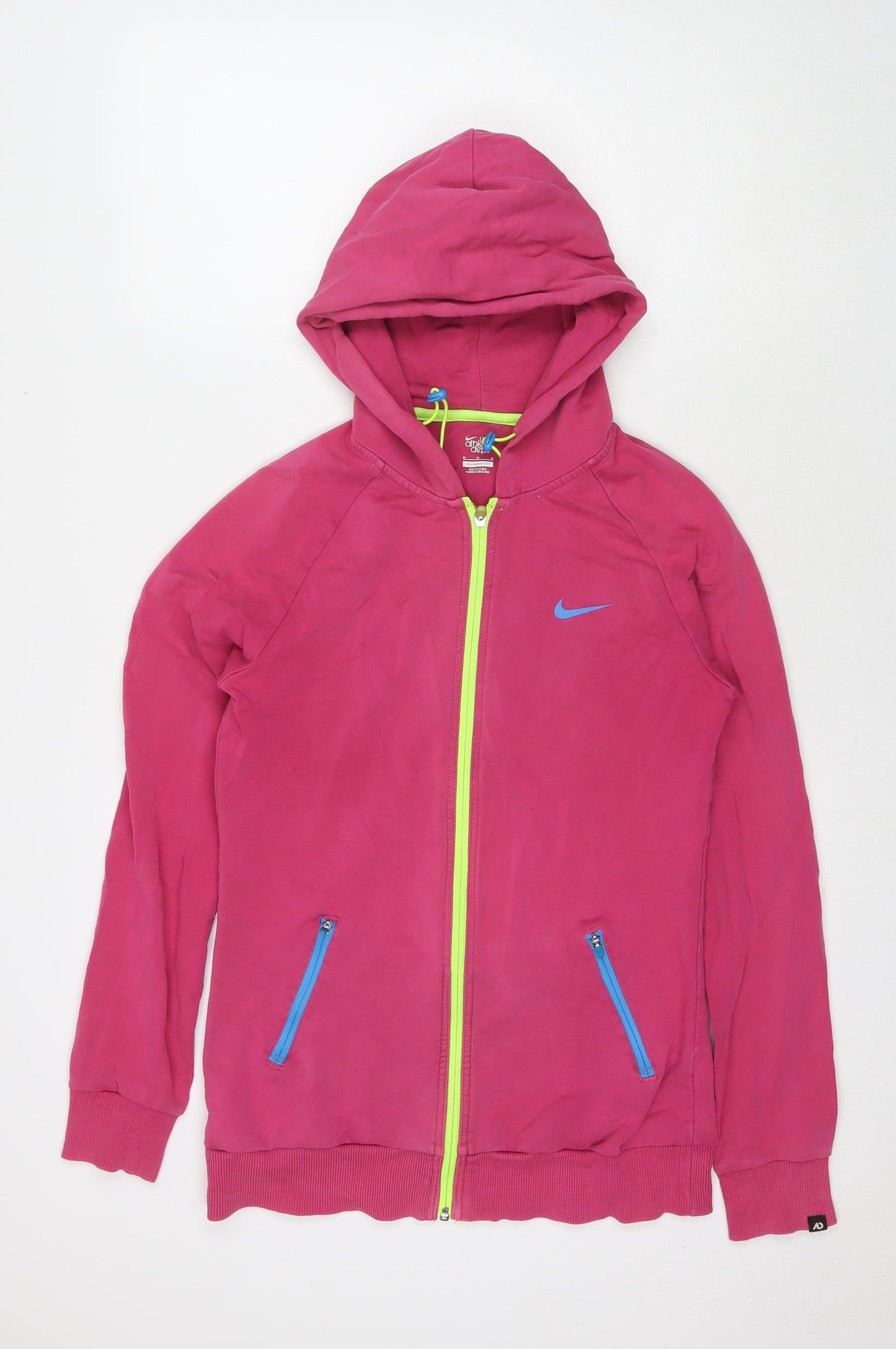 Nike Womens Pink Cotton Full Zip Hoodie Size M Zip