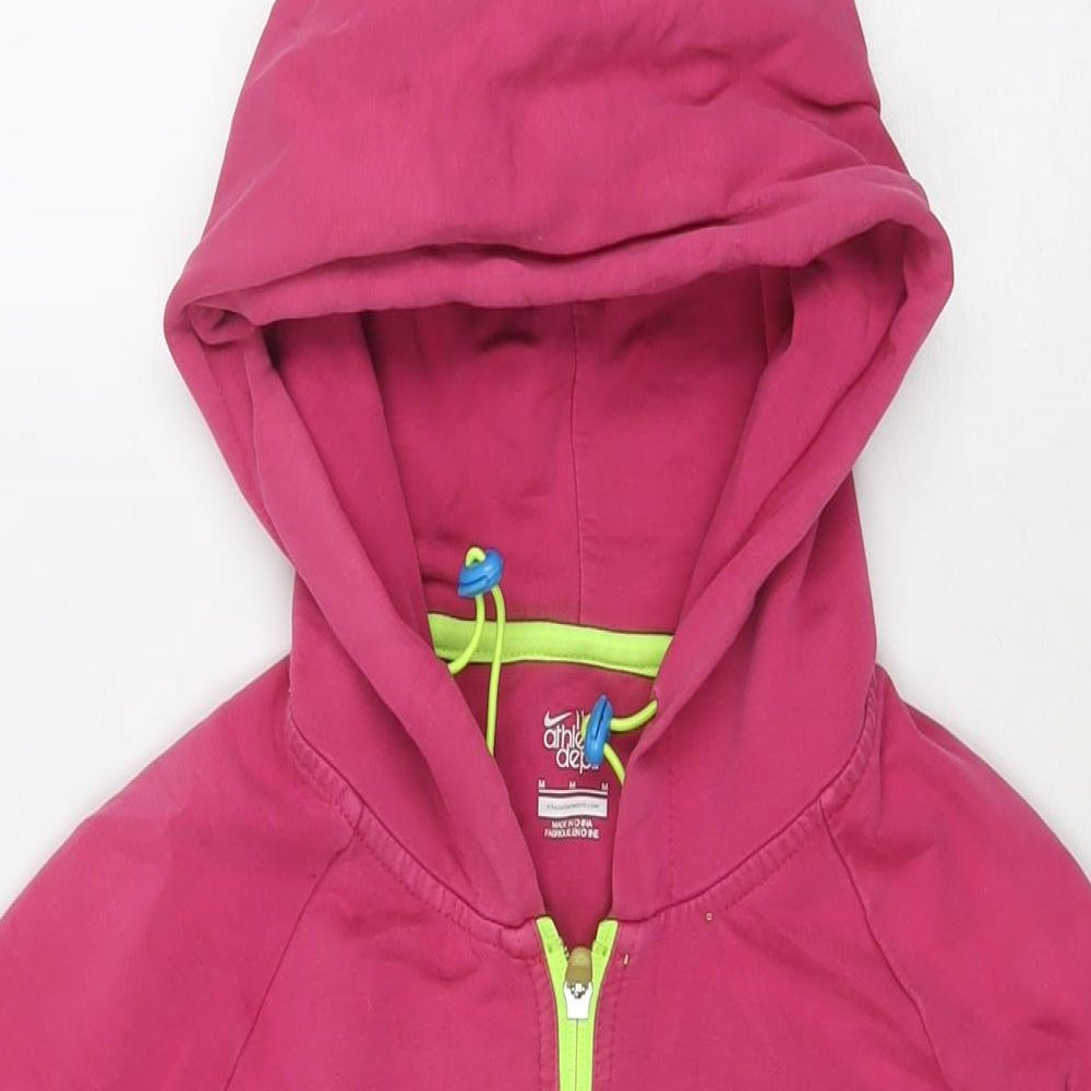 Nike Womens Pink Cotton Full Zip Hoodie Size M Zip