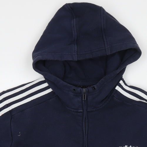 adidas Mens Blue Cotton Full Zip Hoodie Size XL