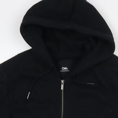 Clockhouse Mens Black Cotton Full Zip Hoodie Size XS