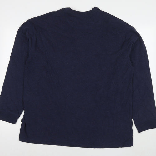 St. John's Bay Mens Blue Cotton Henley Sweatshirt Size XL