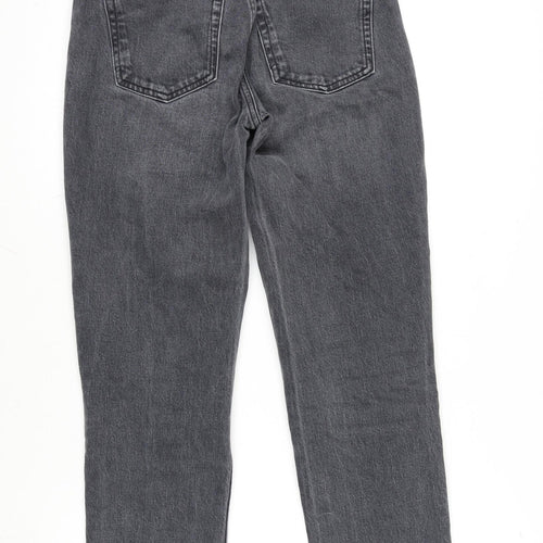Topshop Womens Grey Cotton Blend Straight Jeans Size 26 in L32 in Regular Zip - Raw Hem