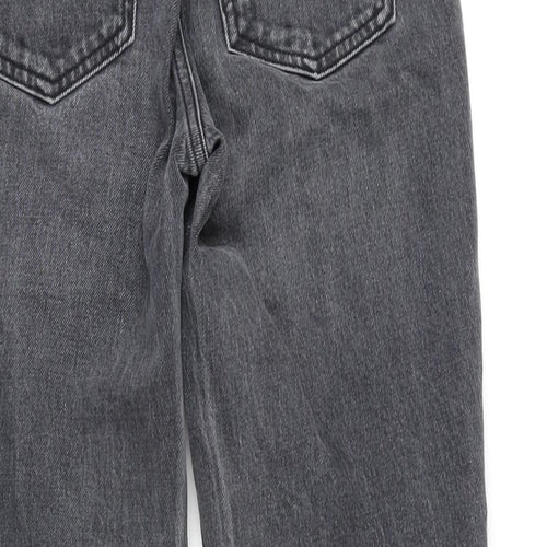 Topshop Womens Grey Cotton Blend Straight Jeans Size 26 in L32 in Regular Zip - Raw Hem