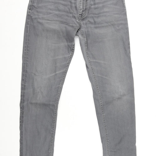 Zara Mens Grey Cotton Blend Straight Jeans Size 29 in L30 in Regular Zip