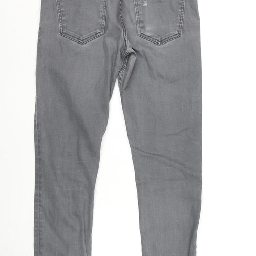 Zara Mens Grey Cotton Blend Straight Jeans Size 29 in L30 in Regular Zip