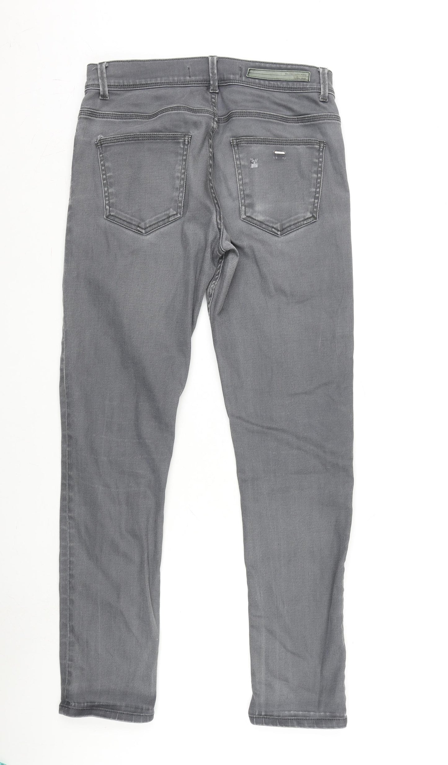 Zara Mens Grey Cotton Blend Straight Jeans Size 29 in L30 in Regular Zip