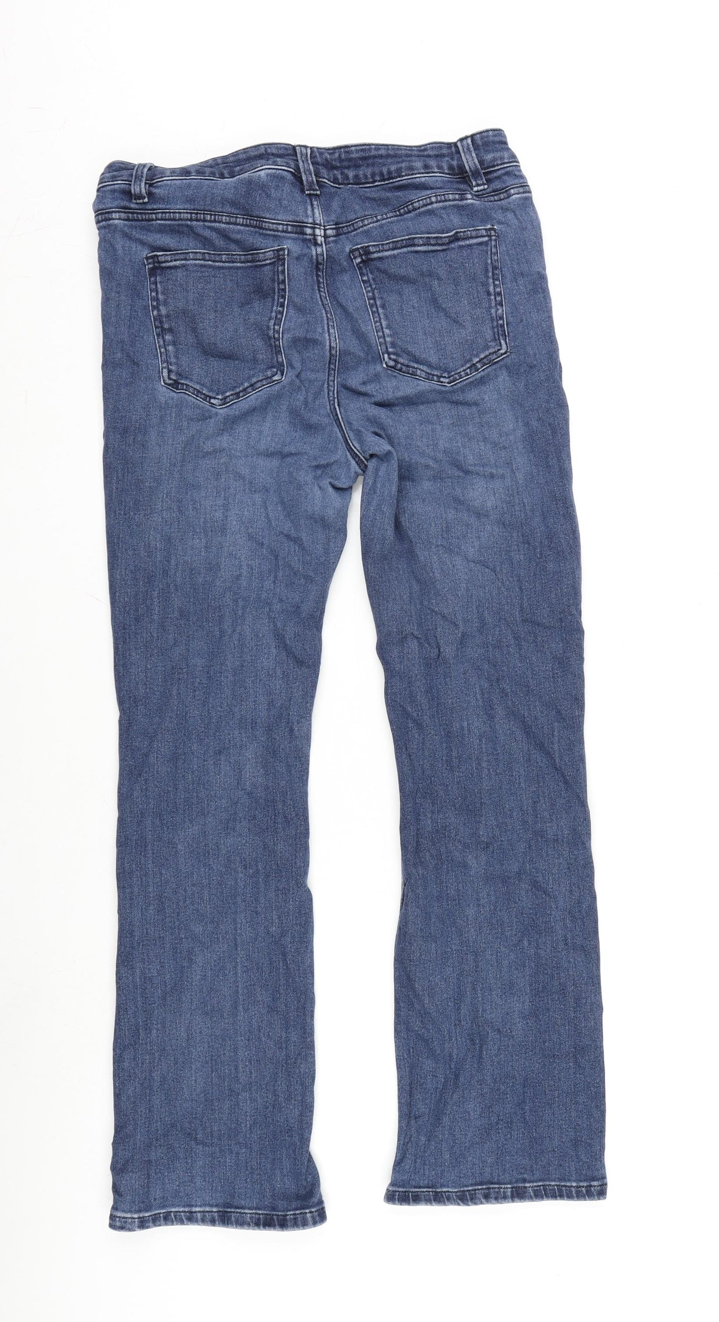 NEXT Womens Blue Cotton Blend Bootcut Jeans Size 14 L29 in Regular Zip