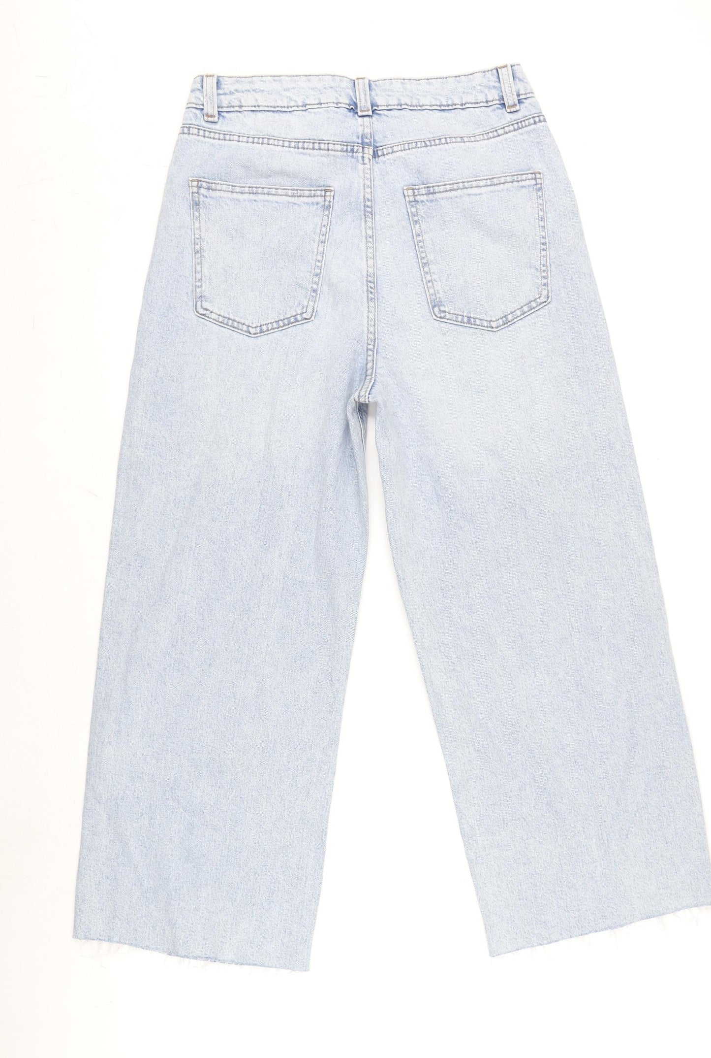Marks and Spencer Womens Blue Cotton Blend Wide-Leg Jeans Size 30 in L25 in Regular Zip