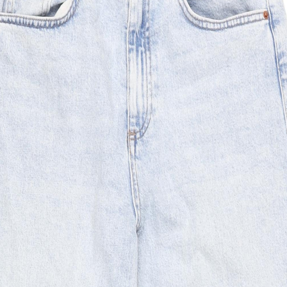 Marks and Spencer Womens Blue Cotton Blend Wide-Leg Jeans Size 30 in L25 in Regular Zip