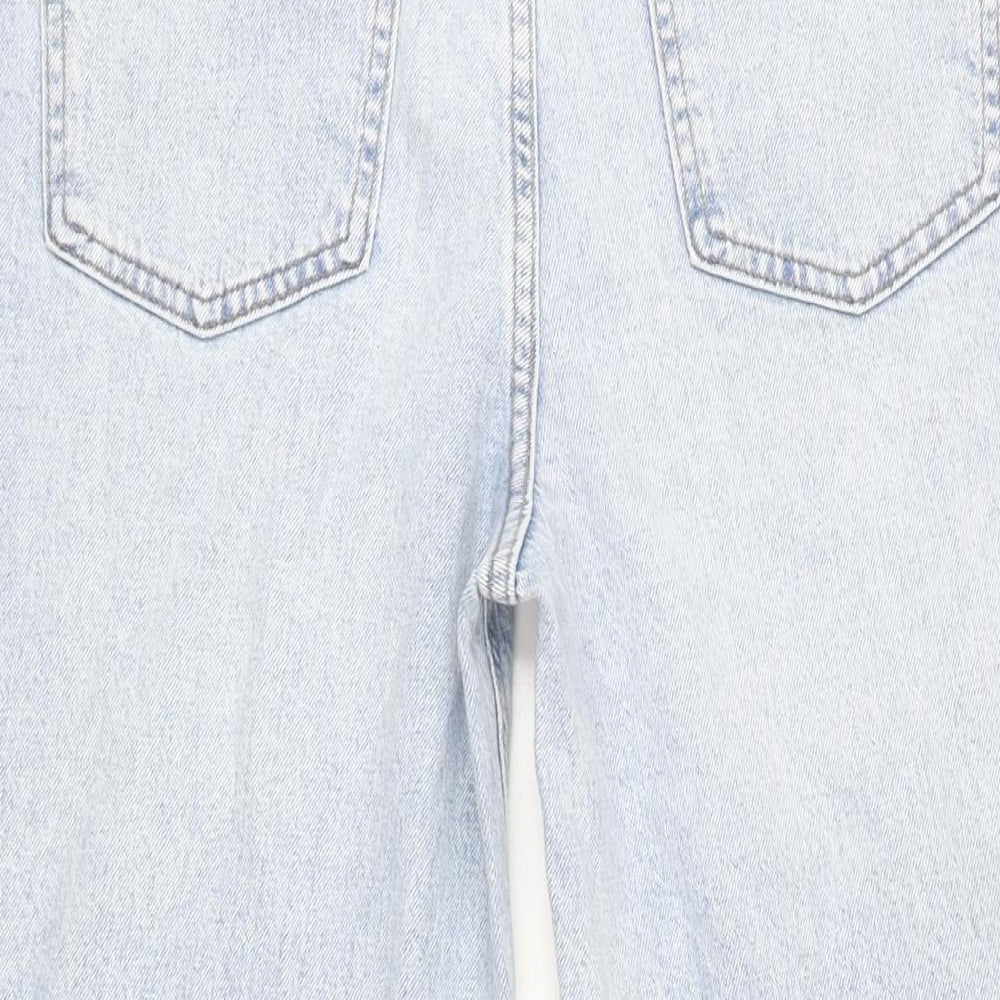 Marks and Spencer Womens Blue Cotton Blend Wide-Leg Jeans Size 30 in L25 in Regular Zip