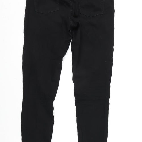 Dorothy Perkins Womens Black Cotton Blend Tapered Jeans Size 12 L32 in Regular Zip