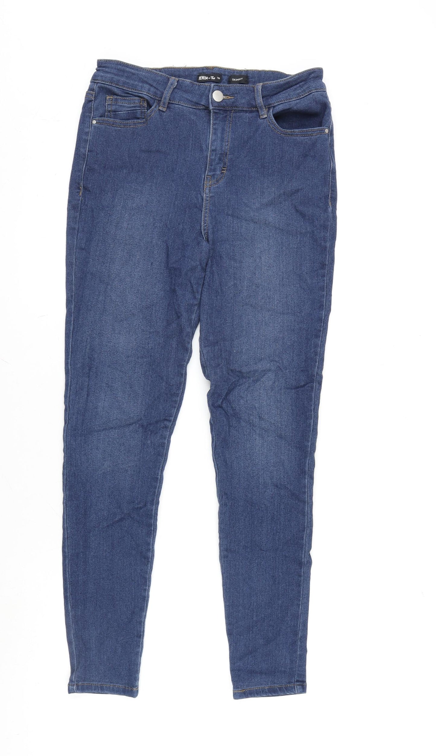 TU Womens Blue Cotton Blend Skinny Jeans Size 12 L27 in Regular Zip