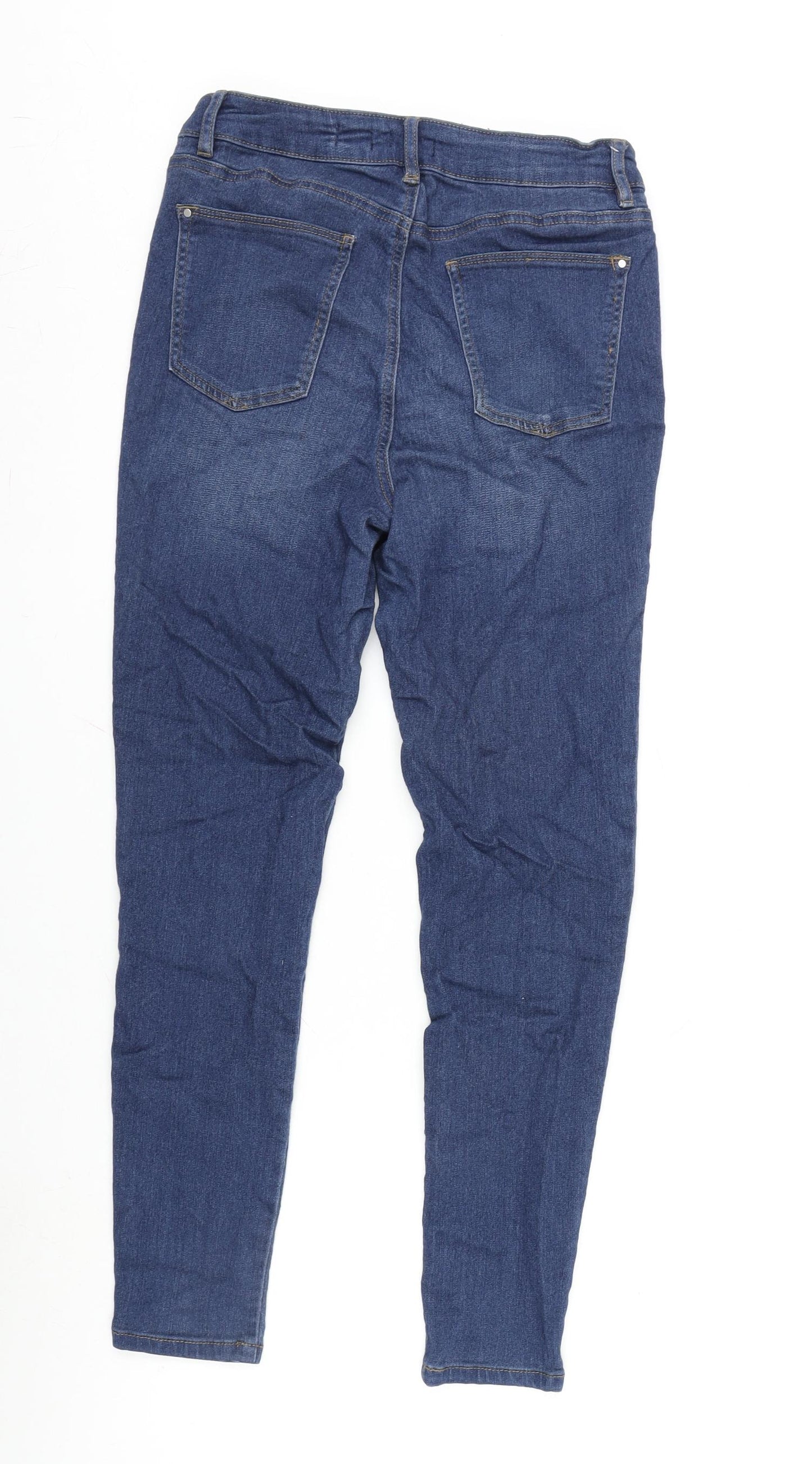 TU Womens Blue Cotton Blend Skinny Jeans Size 12 L27 in Regular Zip