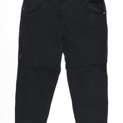 Wallis Womens Black Cotton Blend Cropped Jeans Size 16 L23 in Regular Zip
