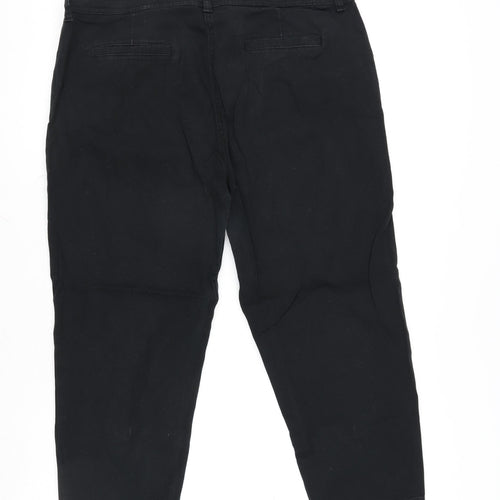 Wallis Womens Black Cotton Blend Cropped Jeans Size 16 L23 in Regular Zip