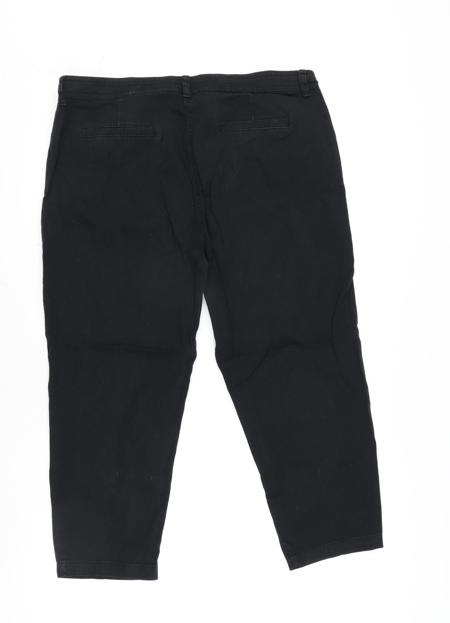 Wallis Womens Black Cotton Blend Cropped Jeans Size 16 L23 in Regular Zip