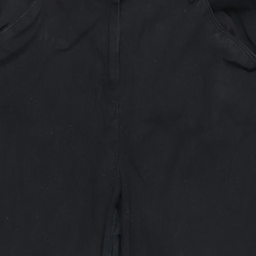 Wallis Womens Black Cotton Blend Cropped Jeans Size 16 L23 in Regular Zip