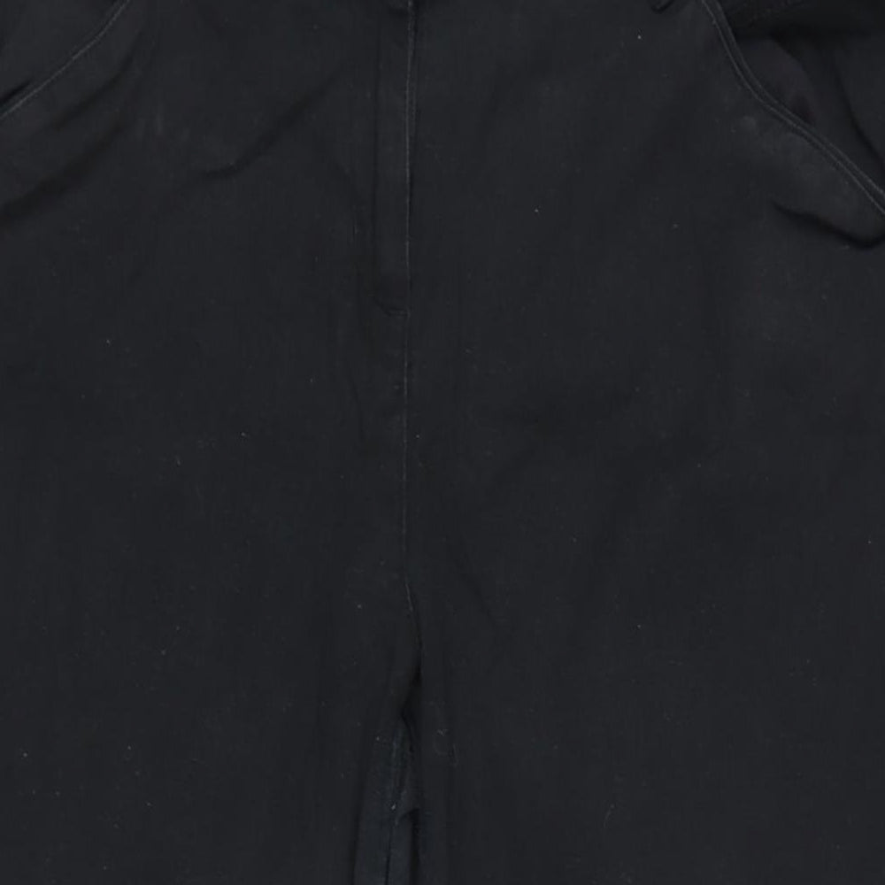 Wallis Womens Black Cotton Blend Cropped Jeans Size 16 L23 in Regular Zip