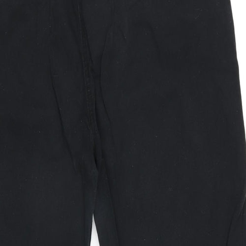 Wallis Womens Black Cotton Blend Cropped Jeans Size 16 L23 in Regular Zip