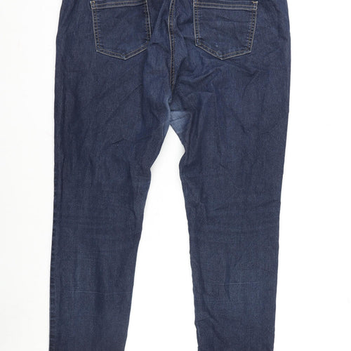 Wallis Womens Blue Cotton Blend Straight Jeans Size 16 L28 in Regular Zip