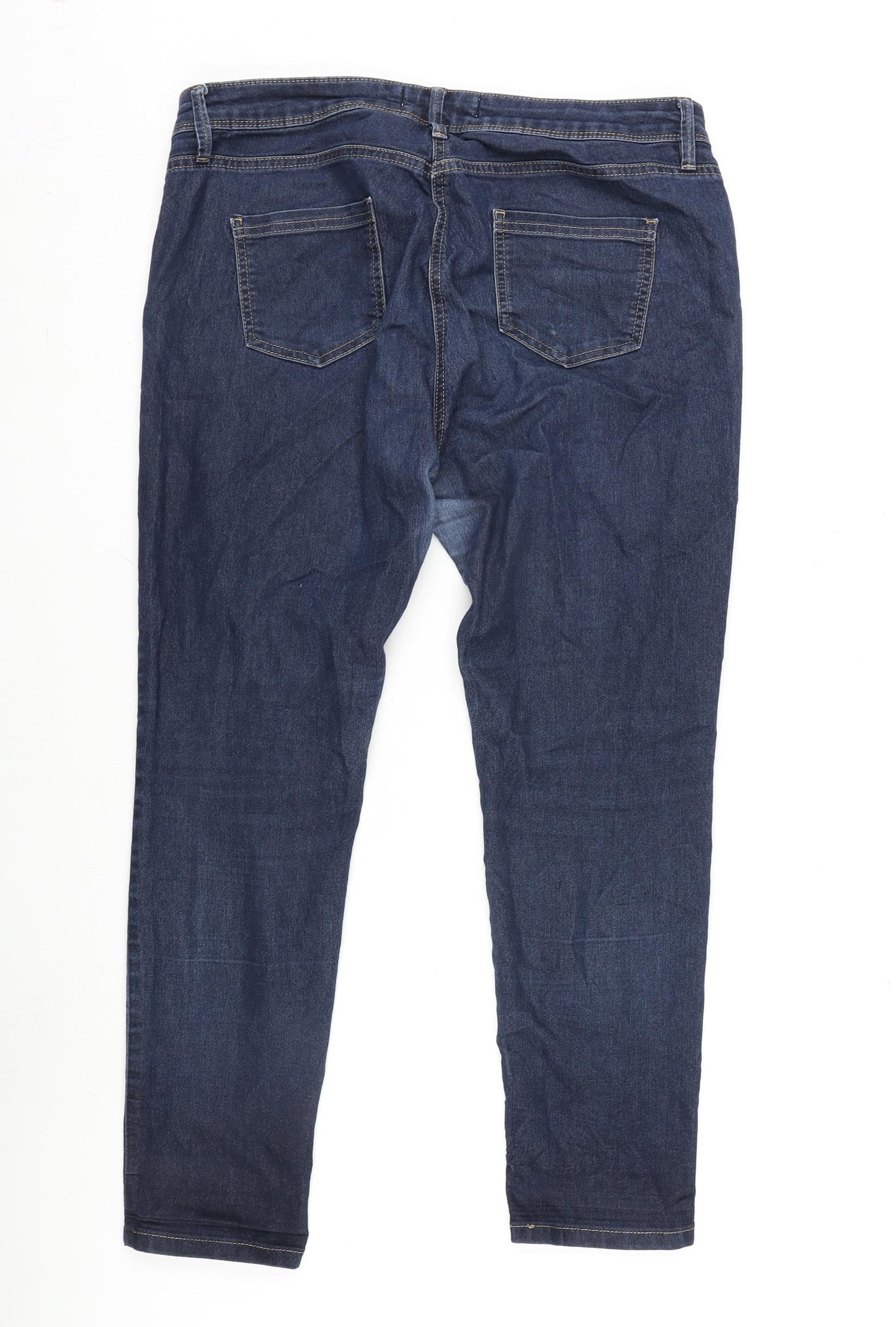 Wallis Womens Blue Cotton Blend Straight Jeans Size 16 L28 in Regular Zip