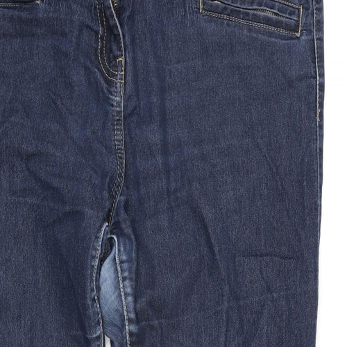 Wallis Womens Blue Cotton Blend Straight Jeans Size 16 L28 in Regular Zip