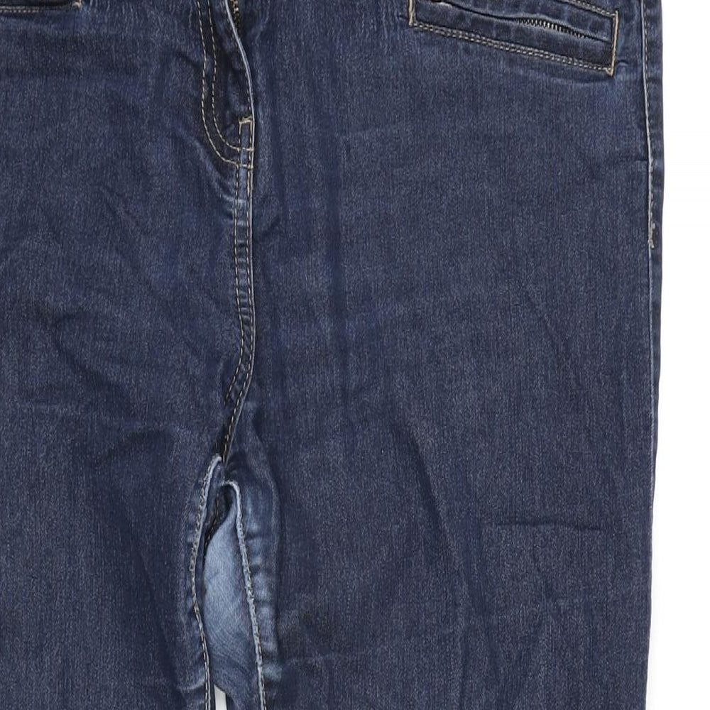 Wallis Womens Blue Cotton Blend Straight Jeans Size 16 L28 in Regular Zip
