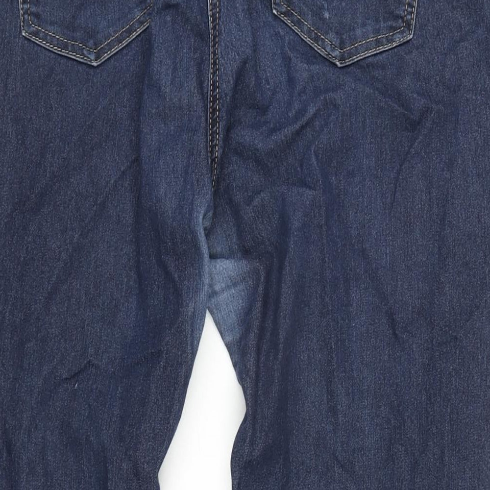 Wallis Womens Blue Cotton Blend Straight Jeans Size 16 L28 in Regular Zip
