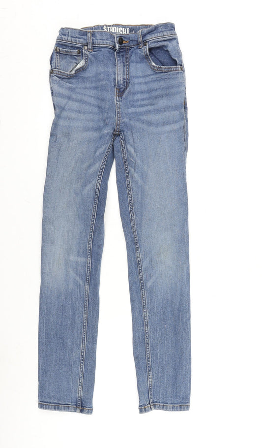 TU Girls Blue Cotton Straight Jeans Size 12 Years L26.5 in Regular Zip