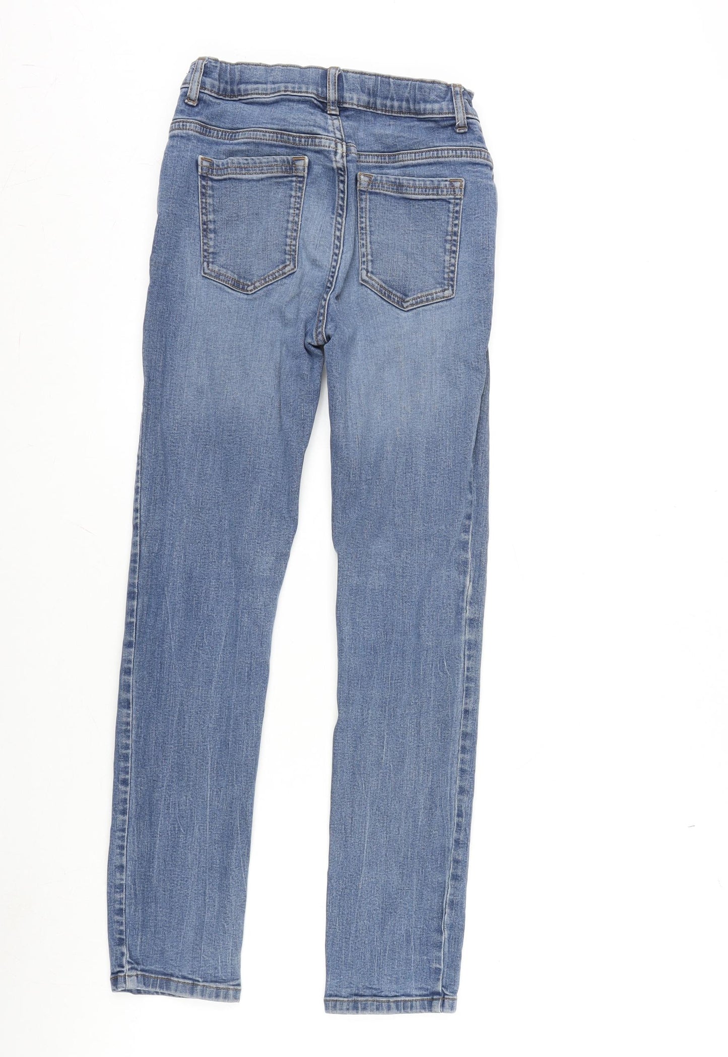 TU Girls Blue Cotton Straight Jeans Size 12 Years L26.5 in Regular Zip