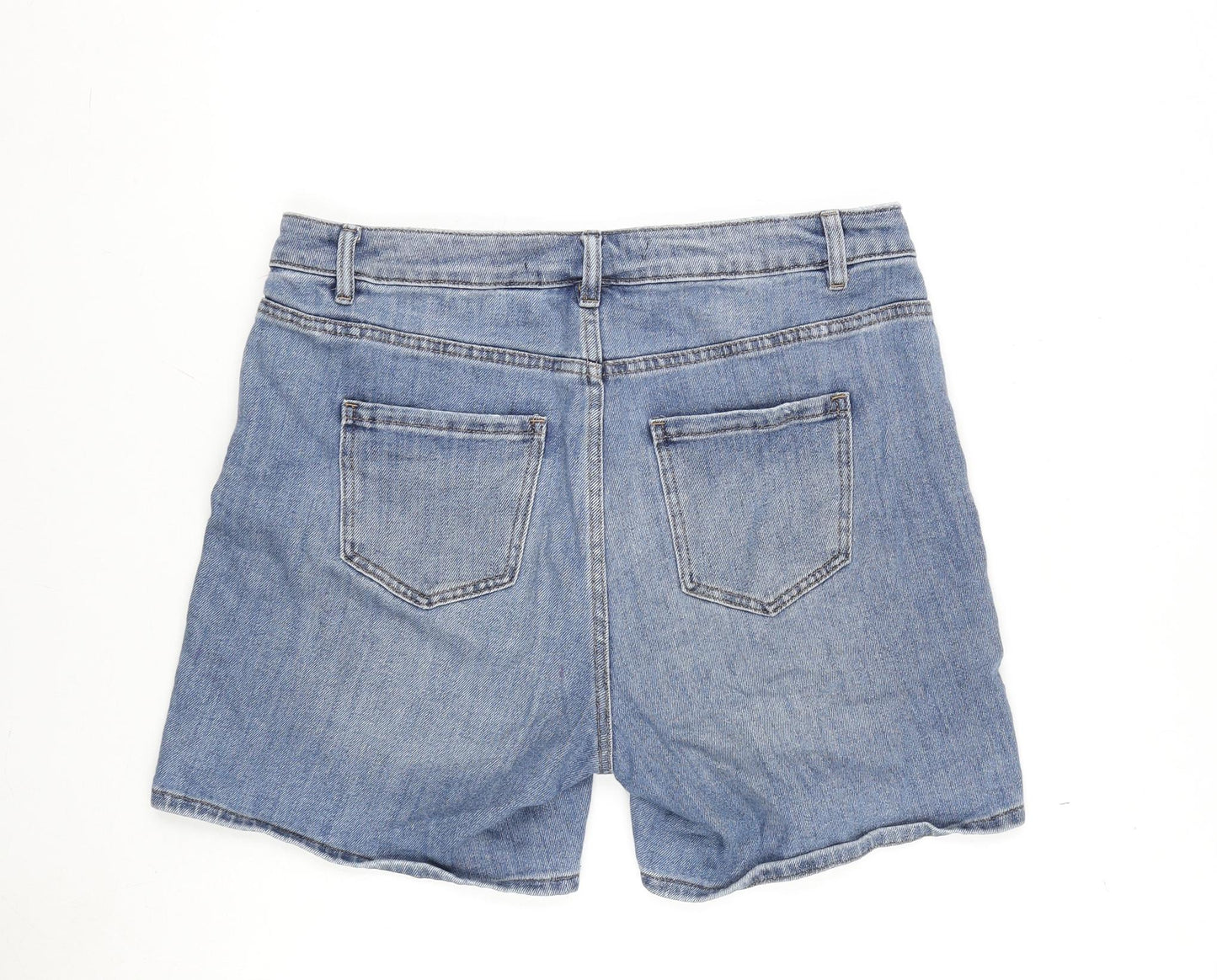 NEXT Womens Blue Cotton Boyfriend Shorts Size 14 Regular Zip