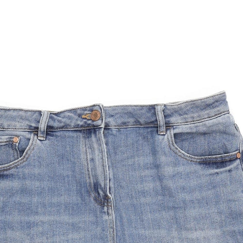NEXT Womens Blue Cotton Boyfriend Shorts Size 14 Regular Zip