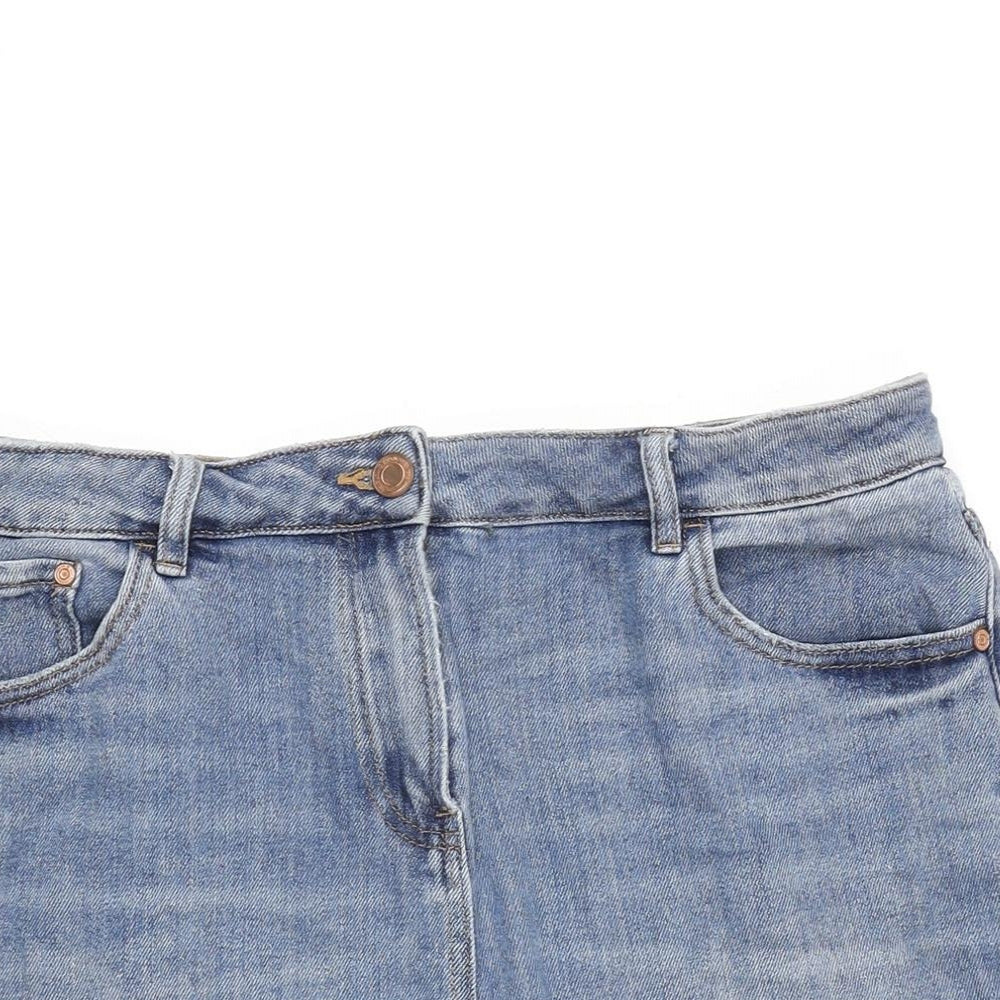 NEXT Womens Blue Cotton Boyfriend Shorts Size 14 Regular Zip