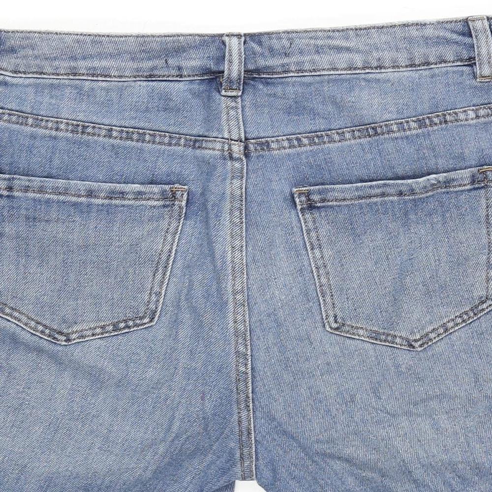 NEXT Womens Blue Cotton Boyfriend Shorts Size 14 Regular Zip