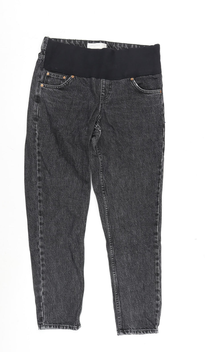 Topshop Womens Grey Cotton Blend Tapered Jeans Size 8 L28.5 in Regular