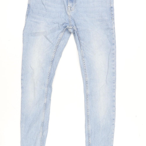 Topman Mens Blue Cotton Blend Tapered Jeans Size 28 in L27 in Regular Zip