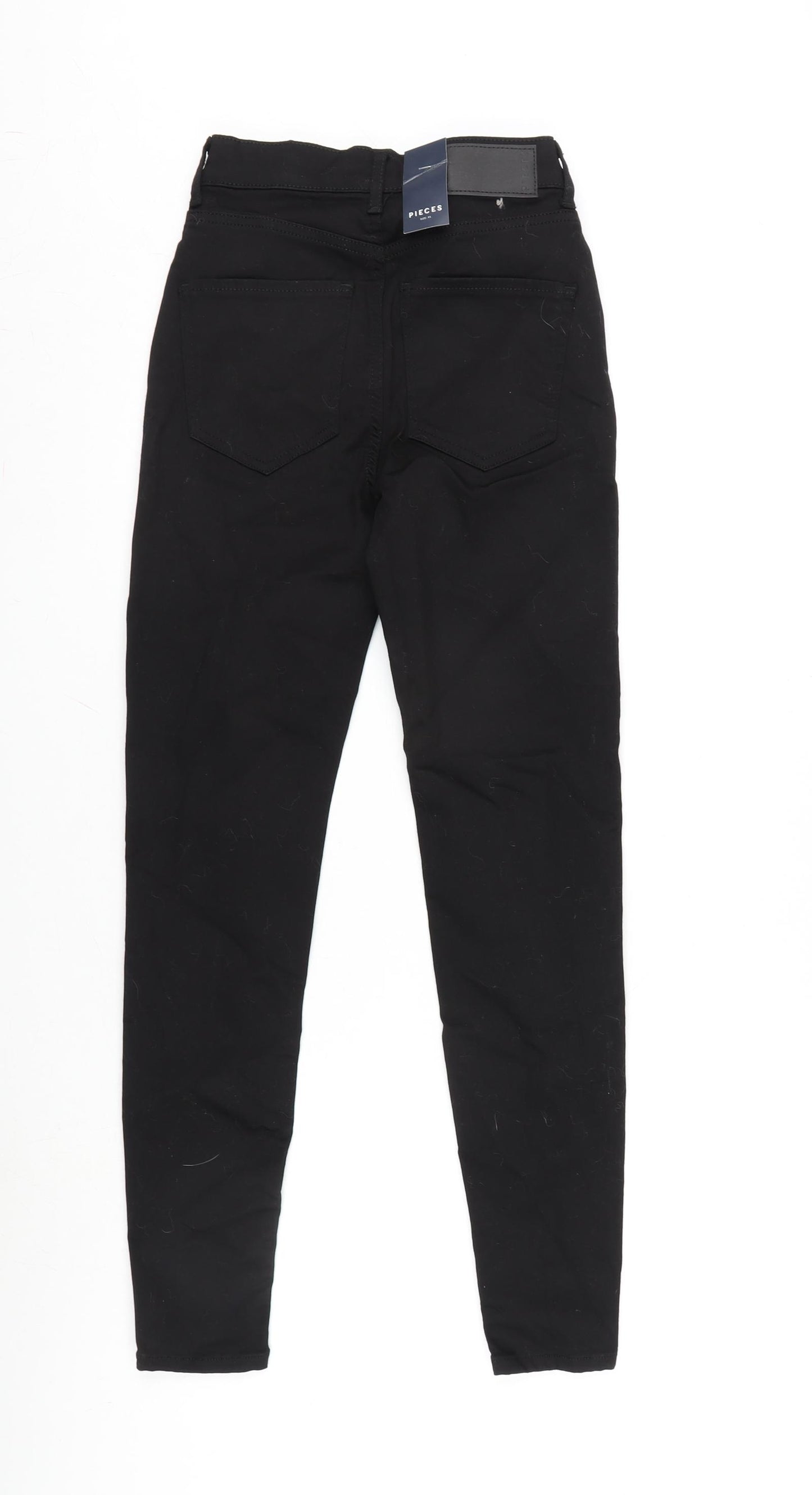 Pieces Womens Black Cotton Blend Tapered Jeans Size XS L28 in Regular Zip