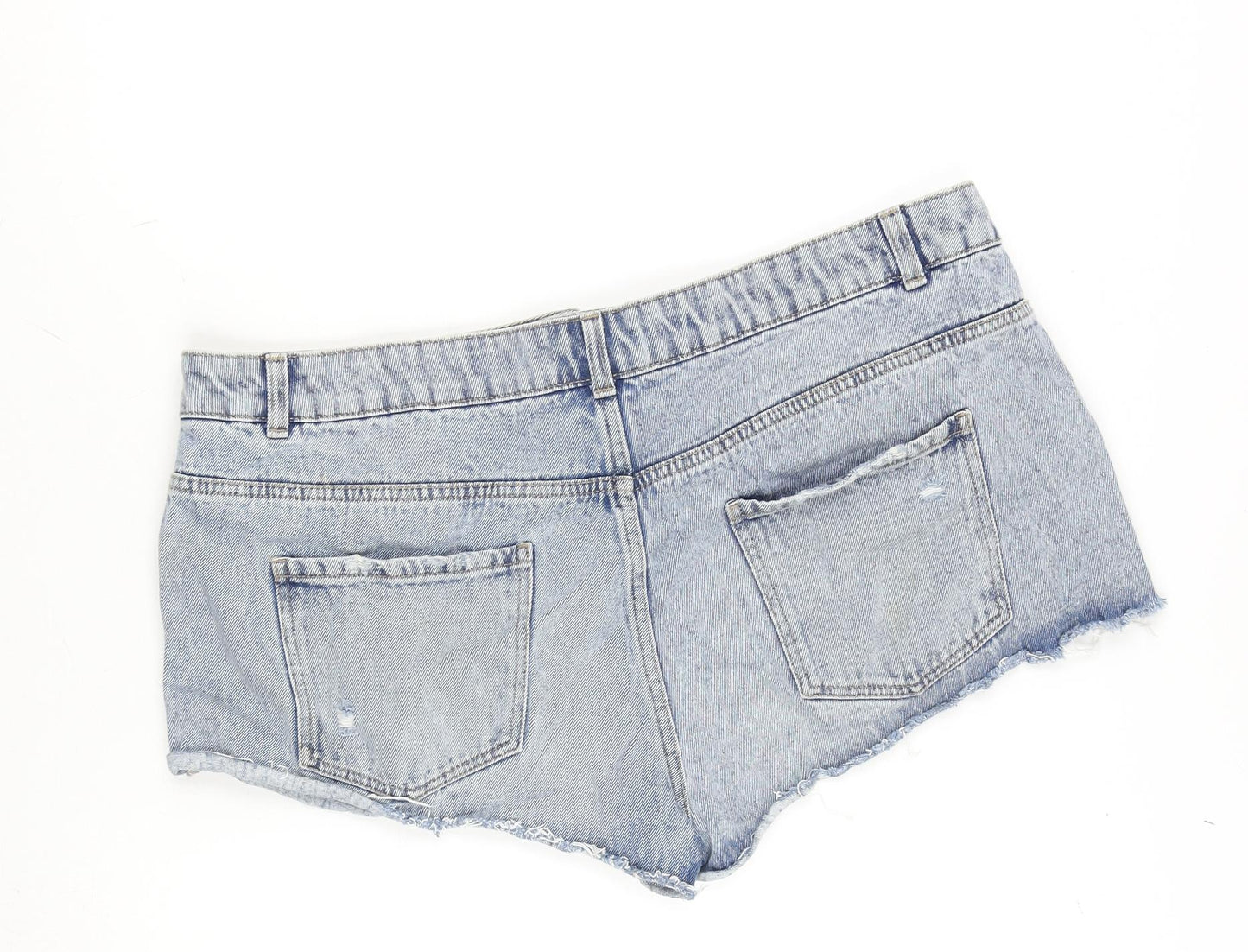 New Look Womens Blue Cotton Cut-Off Shorts Size 18 Regular Zip