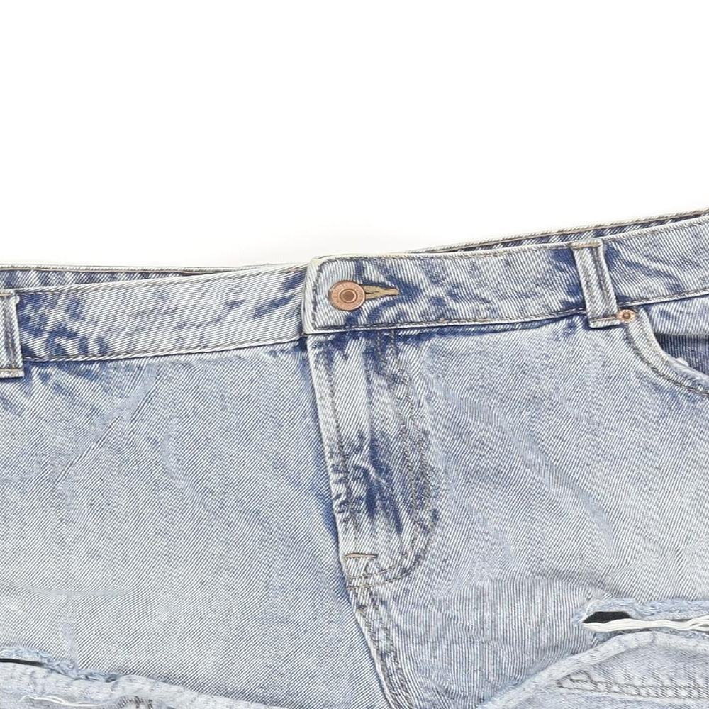 New Look Womens Blue Cotton Cut-Off Shorts Size 18 Regular Zip