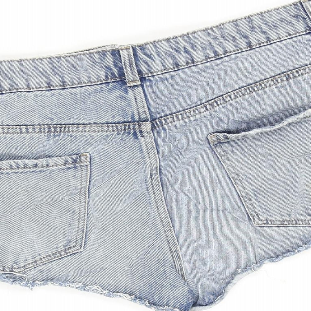 New Look Womens Blue Cotton Cut-Off Shorts Size 18 Regular Zip