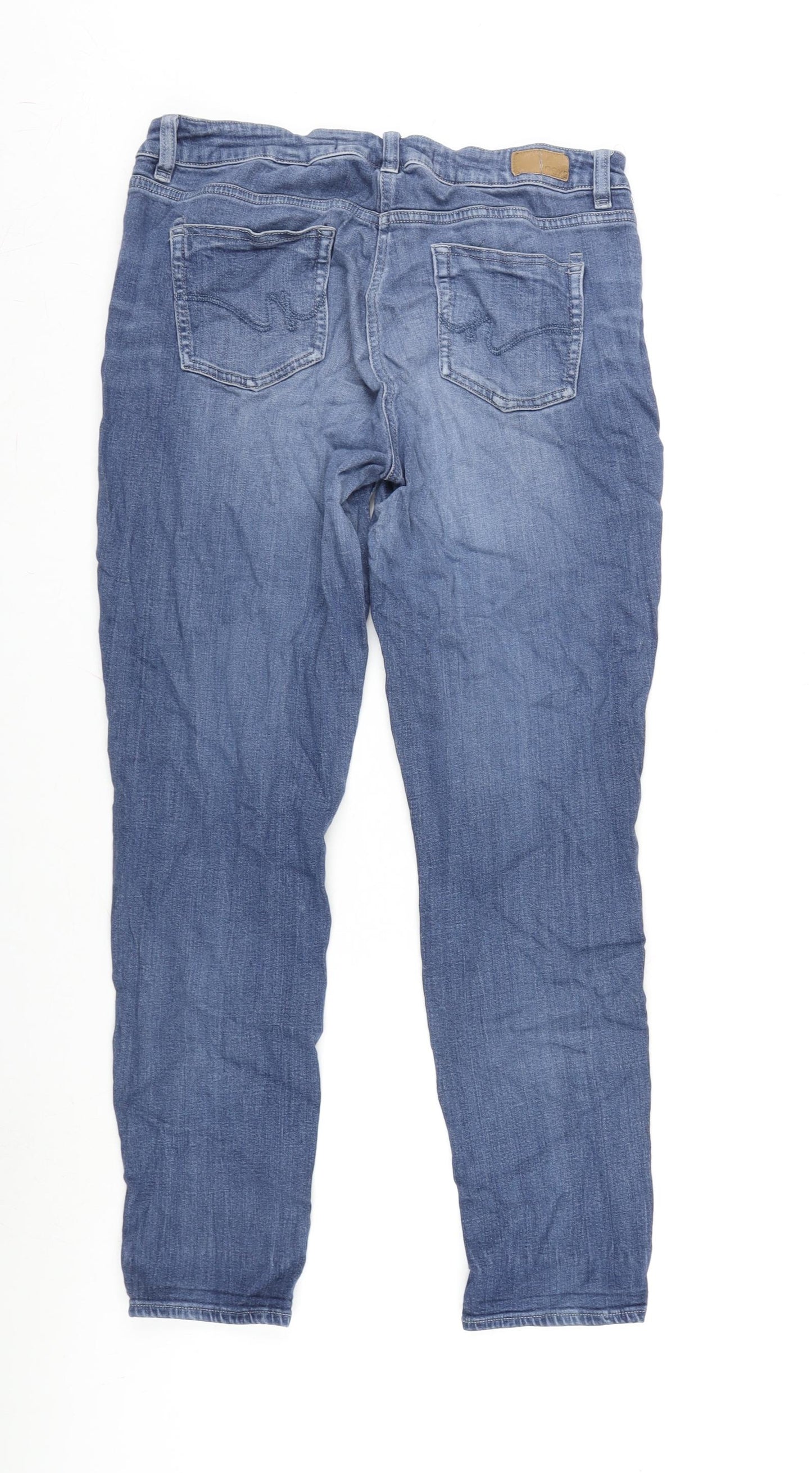 NEXT Womens Blue Cotton Blend Skinny Jeans Size 12 L28.5 in Regular Zip