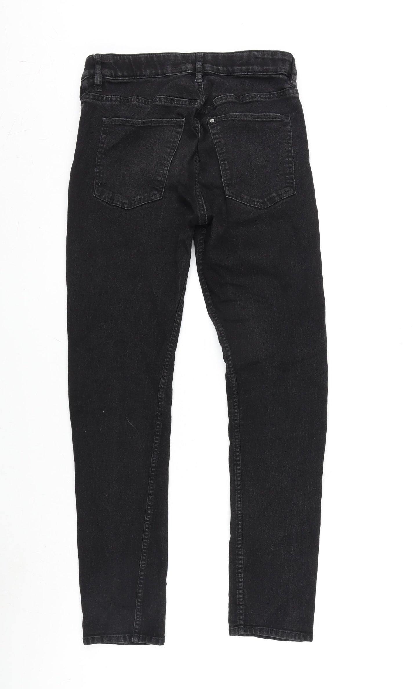 H&M Girls Grey Cotton Straight Jeans Size 9-10 Years L28 in Regular Zip