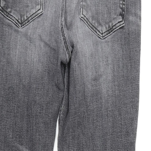 River Island Mens Grey Cotton Blend Straight Jeans Size 34 in L28 in Regular Zip