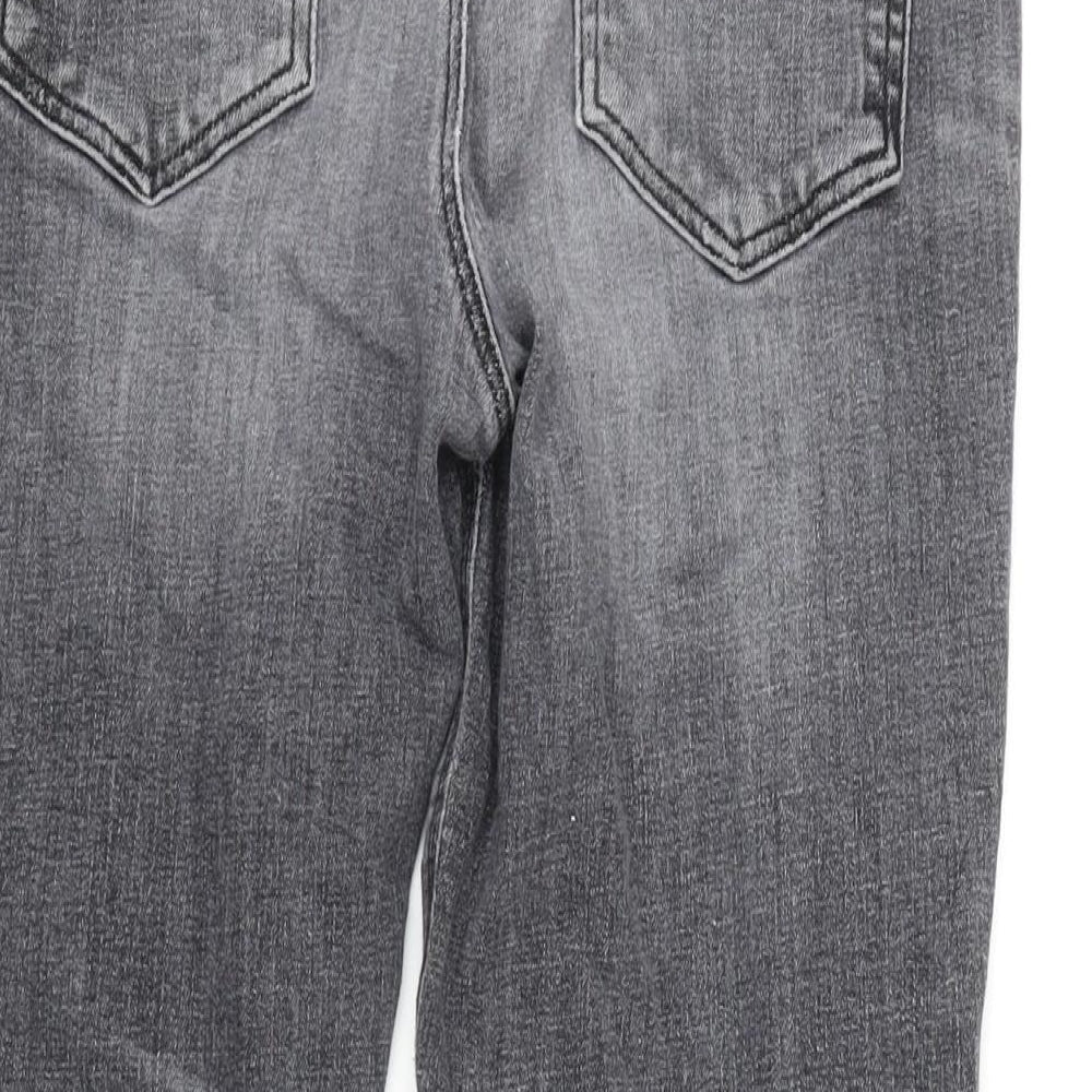 River Island Mens Grey Cotton Blend Straight Jeans Size 34 in L28 in Regular Zip