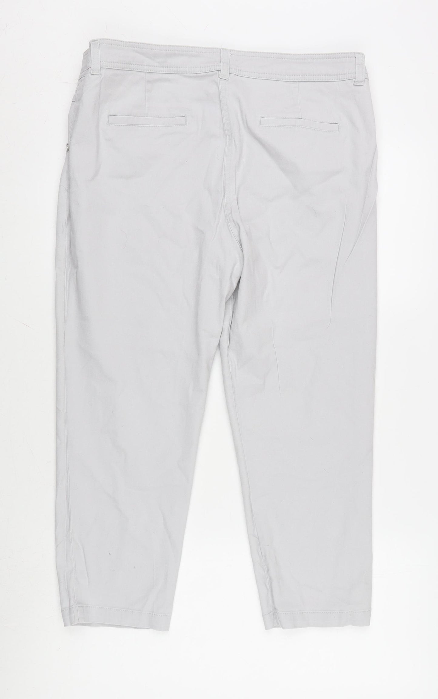 Wallis Womens Grey Cotton Blend Cropped Jeans Size 16 L23.5 in Regular Zip