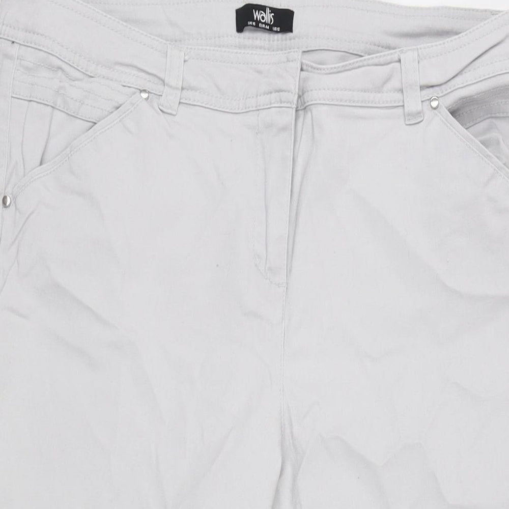 Wallis Womens Grey Cotton Blend Cropped Jeans Size 16 L23.5 in Regular Zip