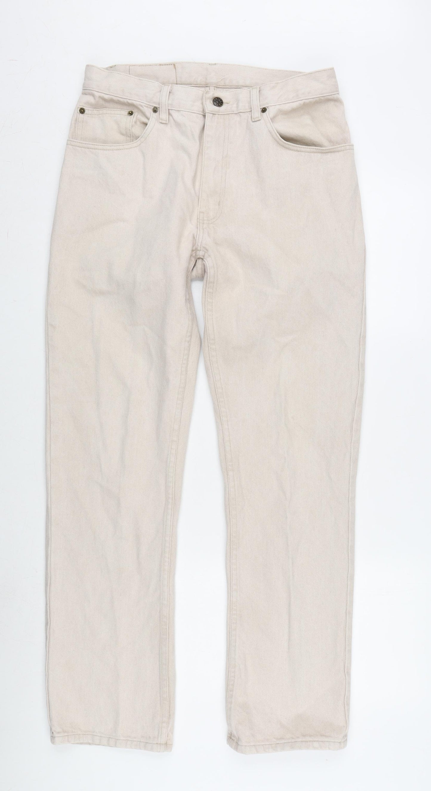 Nico Mens Beige Cotton Straight Jeans Size 32 in L32 in Regular Zip