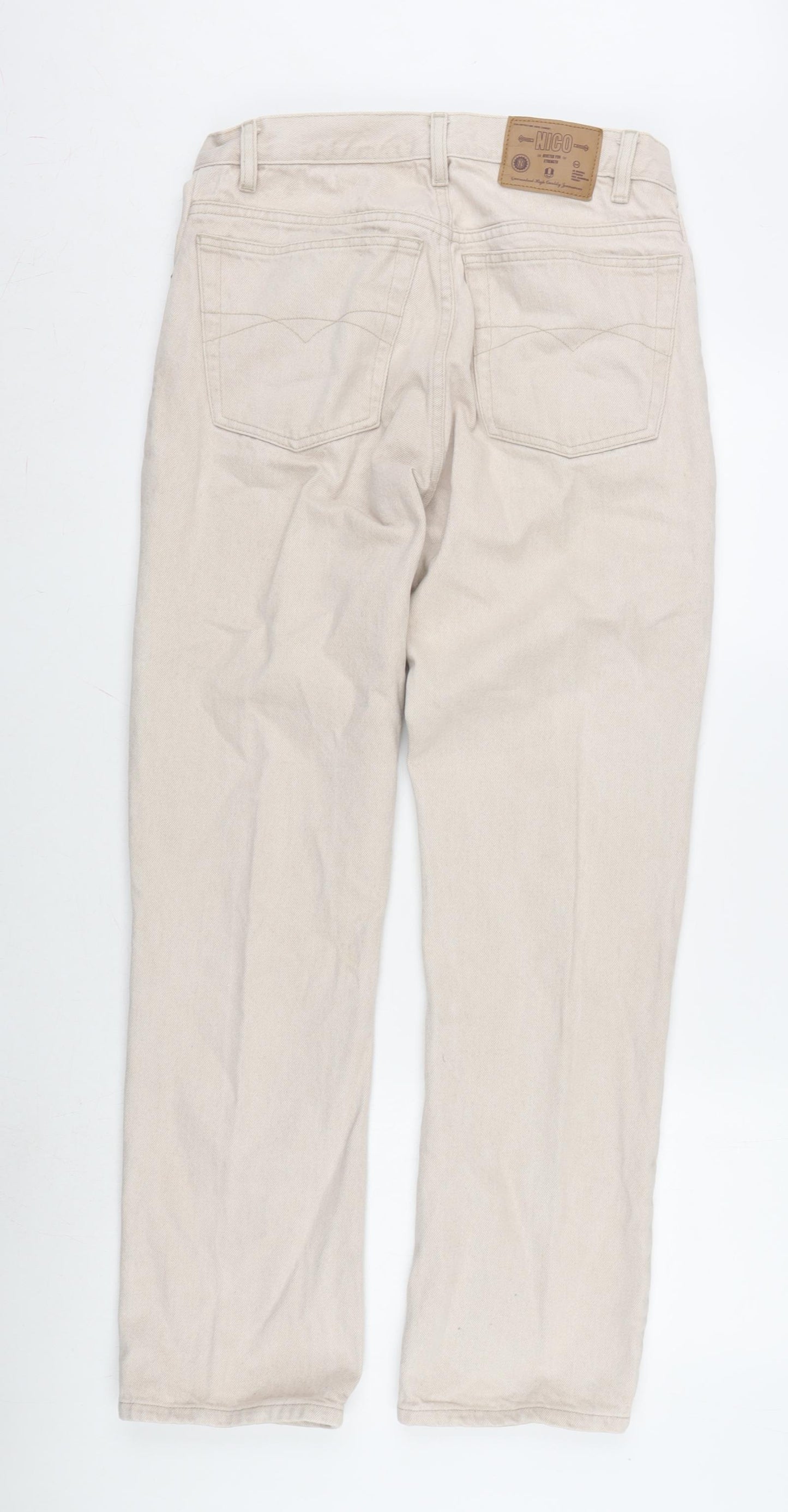 Nico Mens Beige Cotton Straight Jeans Size 32 in L32 in Regular Zip